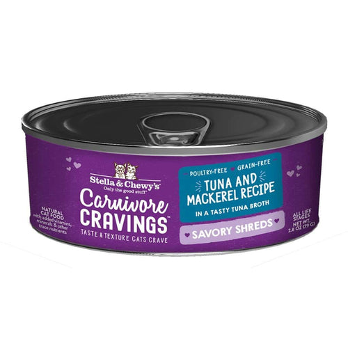Stella & Chewy's Carnivore Cravings Savory Shreds Tuna & Mackerel Dinner Recipe Wet Cat Food (5.2-oz)