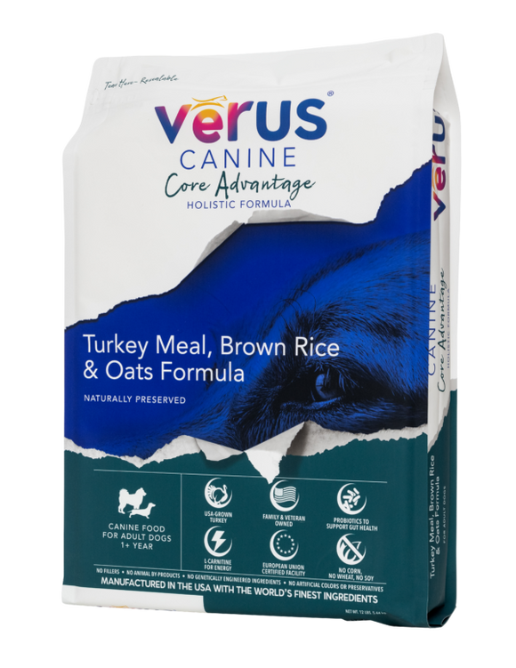 VēRUS Canine Core Advantage Turkey Meal, Brown Rice & Oats Holistic Formula Dog Food (4 lb)