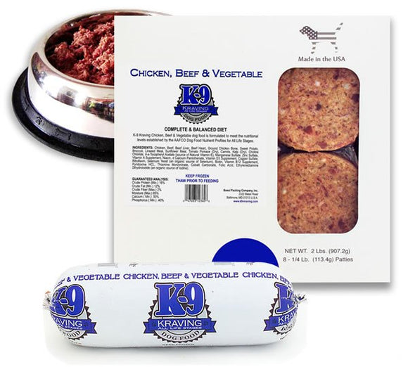 K-9 Kraving Chicken, Beef & Vegetable Raw Dog Food